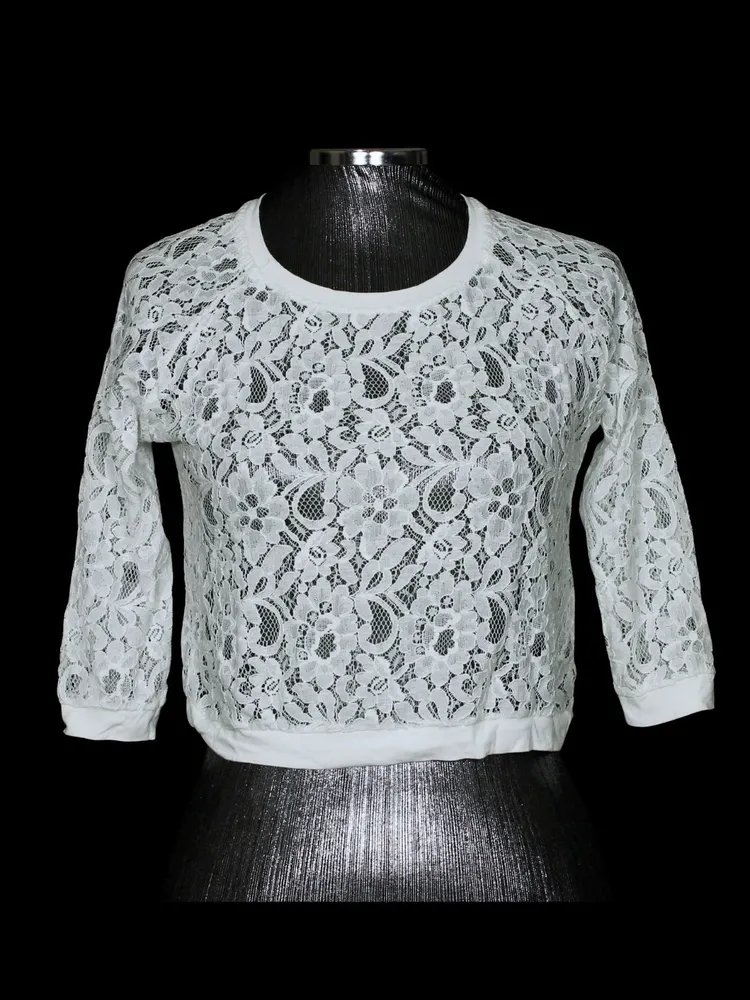 blusa cropped de renda branca - ref. 2090