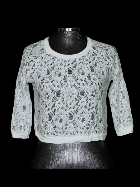 blusa cropped de renda branca - ref. 2090