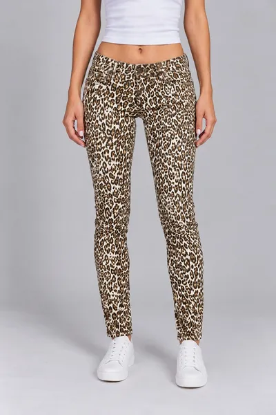 Calça skinny animal print branco e marrom -Ref. 4458