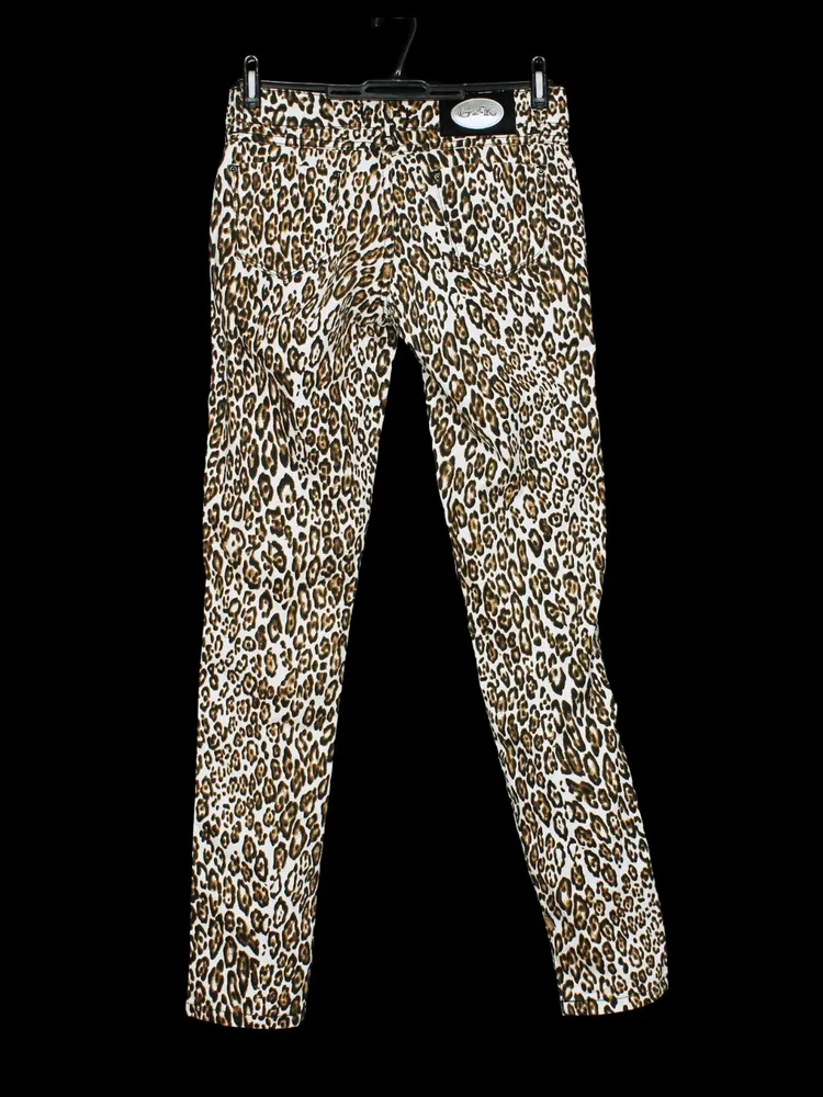 Calça skinny animal print branco e marrom -Ref. 4458