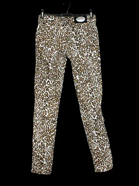Calça skinny animal print branco e marrom -Ref. 4458