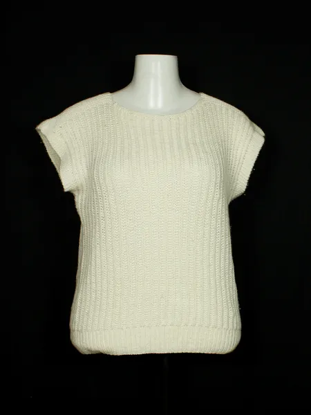 Colete tricot lã off white feito a mão -Ref. 6582