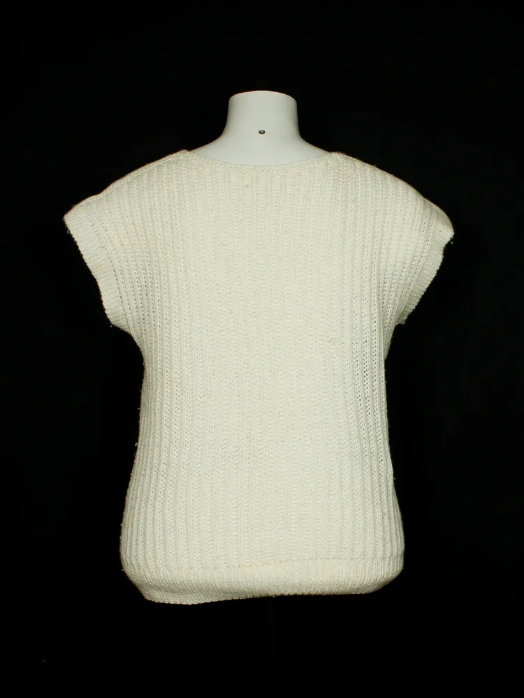 Colete tricot lã off white feito a mão -Ref. 6582