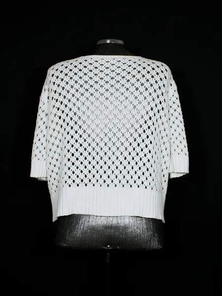 Colete tricot lã off white feito a mão - Ref. 6582