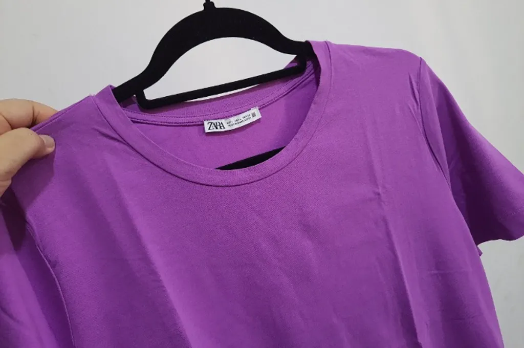camiseta feminina zara lilás  tamanho: g
