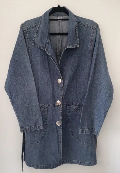 sobretudo feminino jeans azul tamanho g