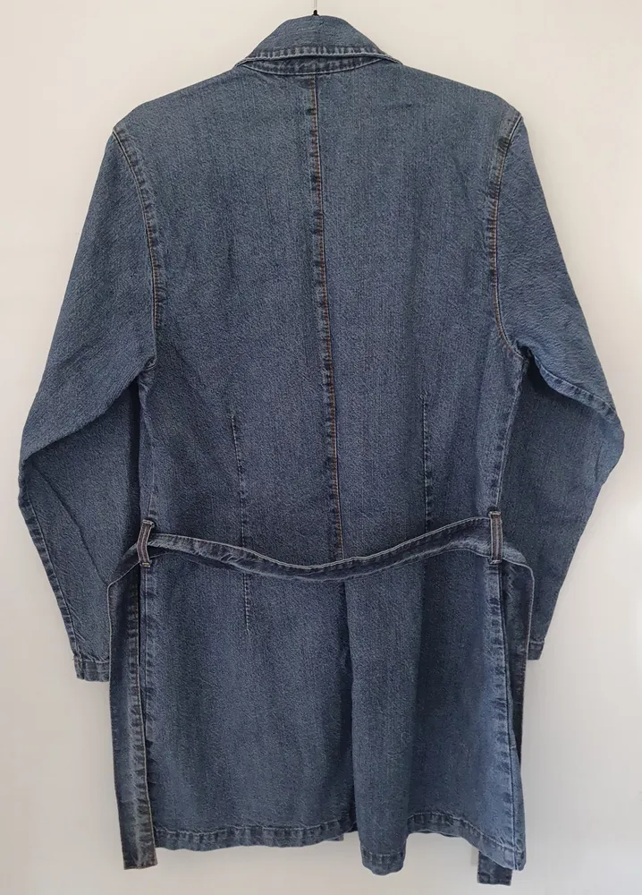 sobretudo feminino jeans azul tamanho g