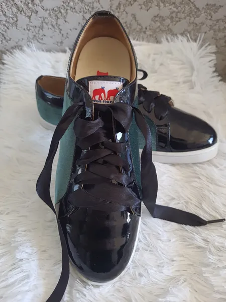 Tênis Twins For Peace verniz preto e verde tamanho 36