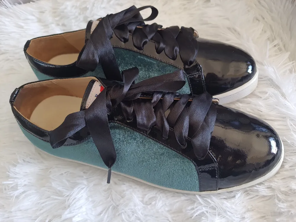Tênis Twins For Peace verniz preto e verde tamanho 36