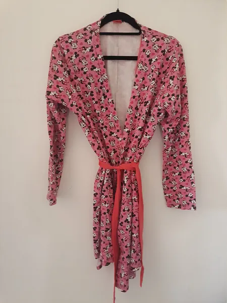 robe de malha de algodão estampa minnie e mickey