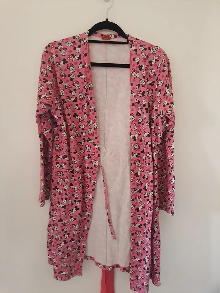 robe de malha de algodão estampa minnie e mickey