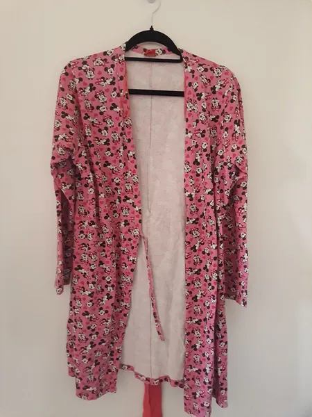 robe de malha de algodão estampa minnie e mickey