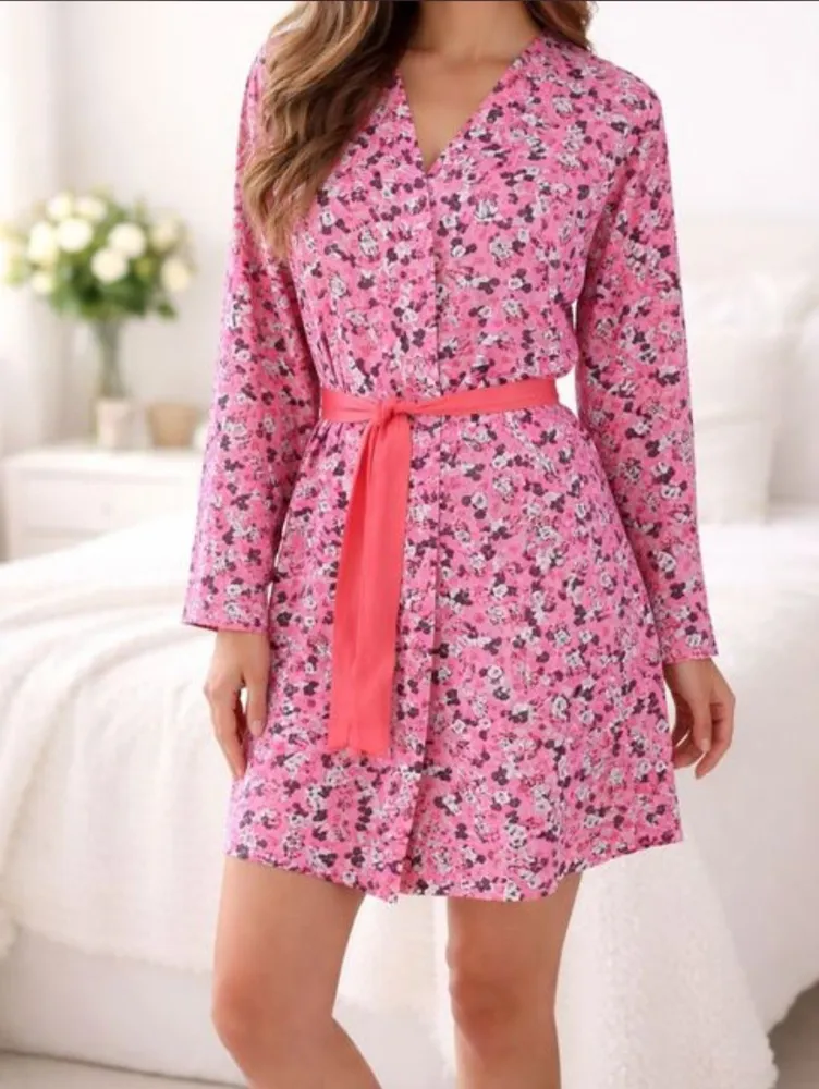robe de malha de algodão estampa minnie e mickey