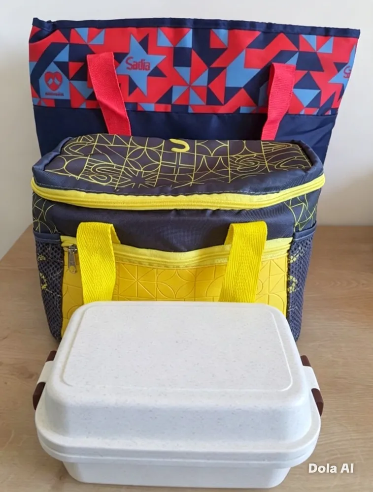 kit sadia com bolsa térmica e lancheira e sanduicheira daiso