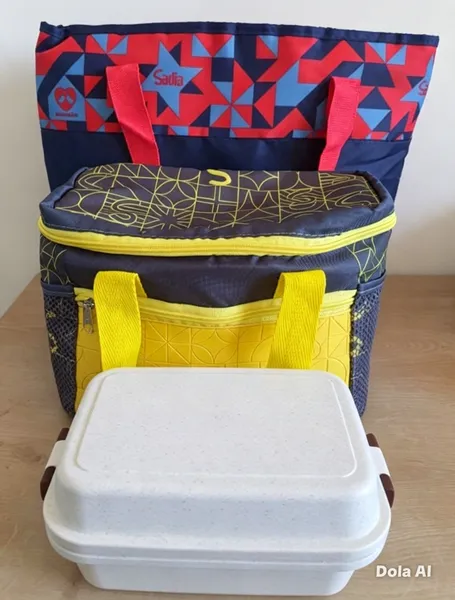 kit sadia com bolsa térmica e lancheira e sanduicheira daiso