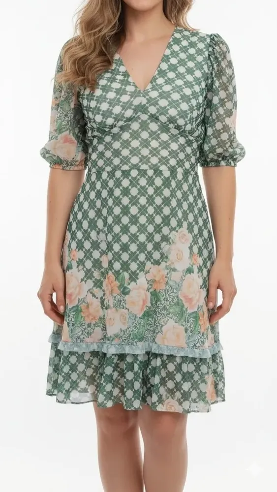 Vestido Floral verde leve