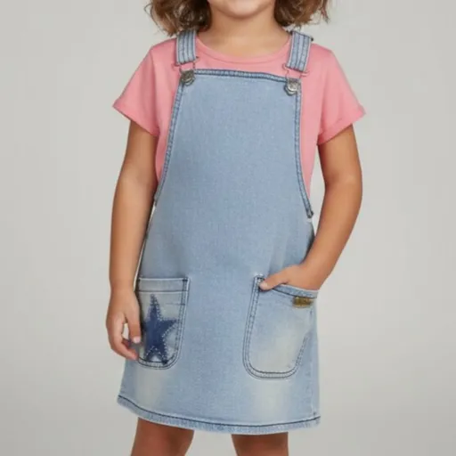 Vestido Jardineira Jeans Infantil 4 | LB Modas