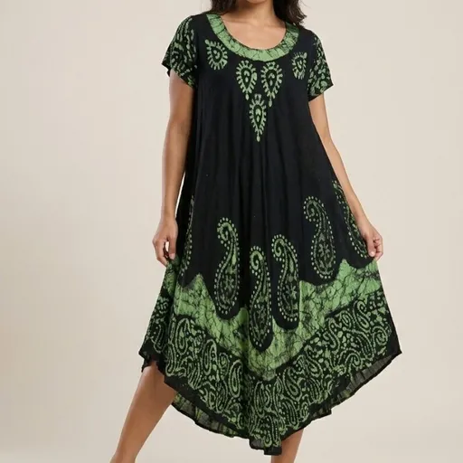 Vestido Trapézio Indiano Preto EG | Palak