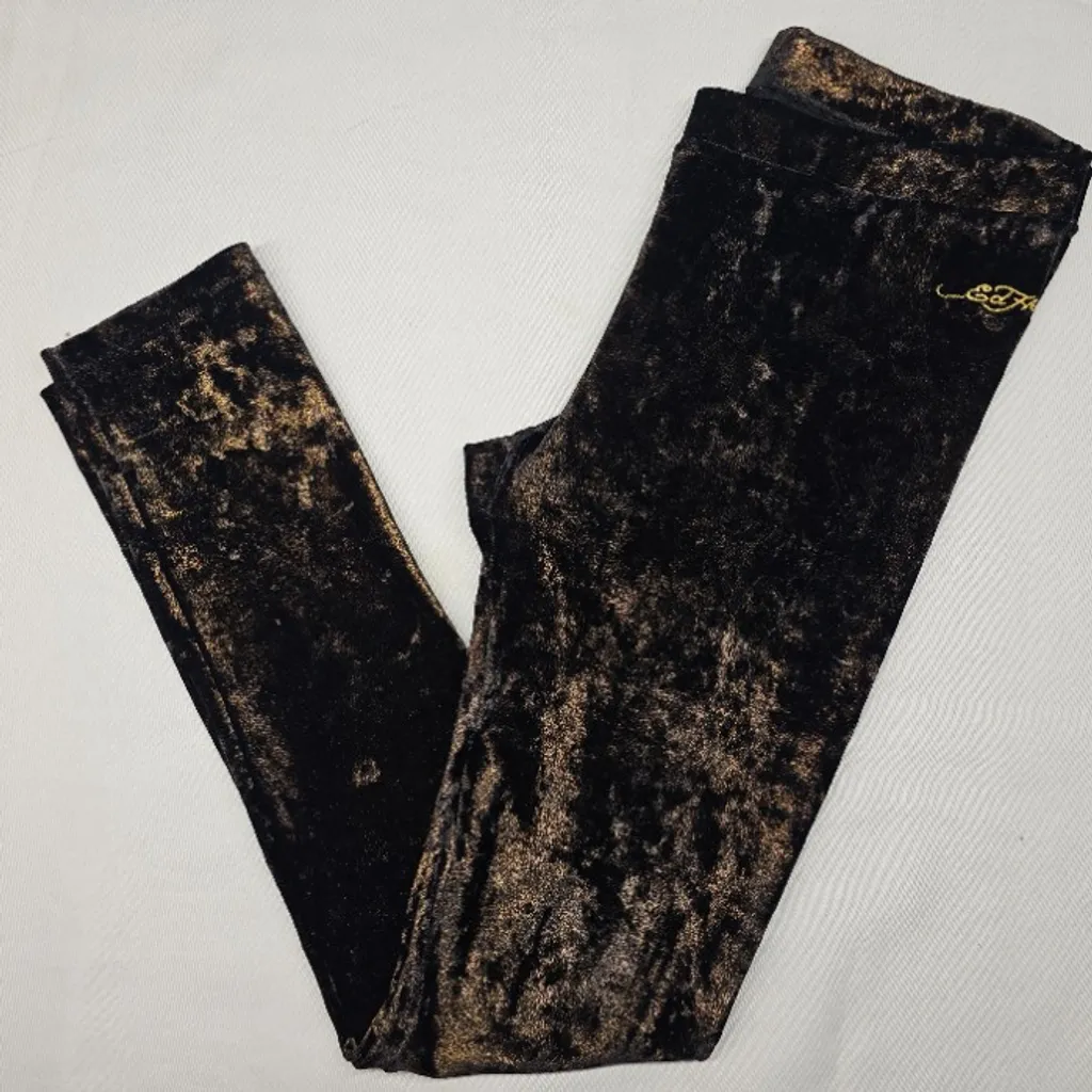 Calça Veludo Molhado Preta P | Ed Hardy