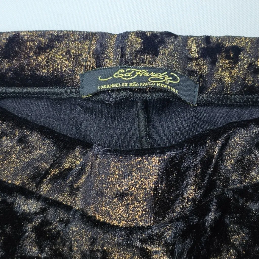 Calça Veludo Molhado Preta P | Ed Hardy