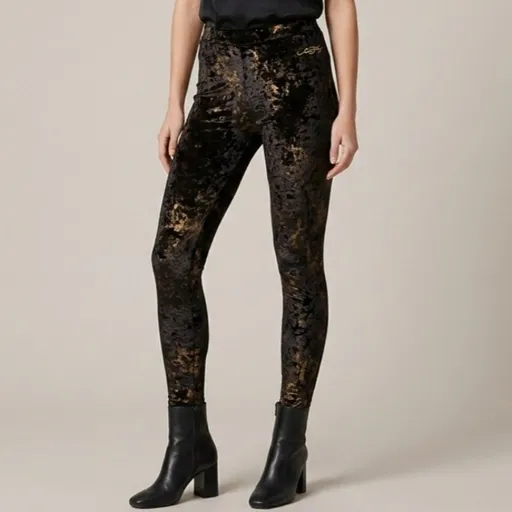 Calça Veludo Molhado Preta P | Ed Hardy