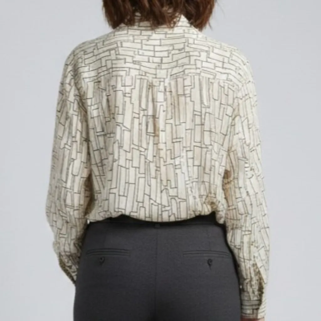 Camisa Seda Vintage Manga Longa M | Jean Robert