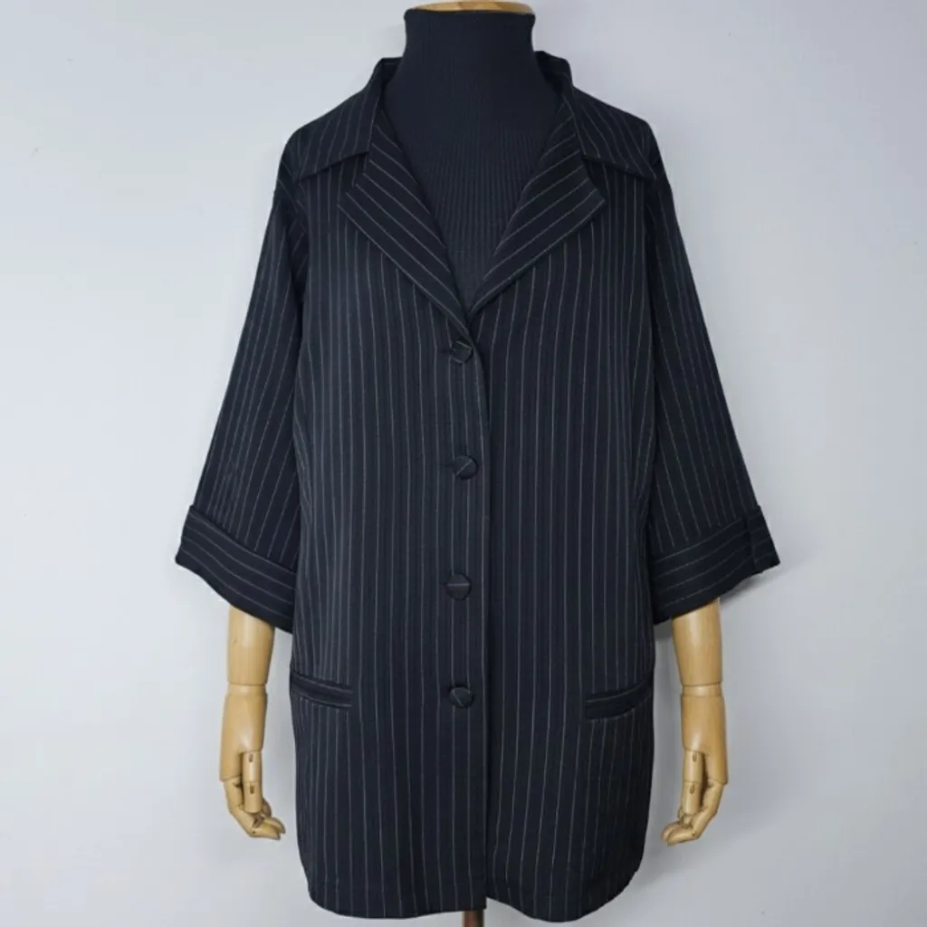 Blazer Camisa Risca de Giz Alongado G