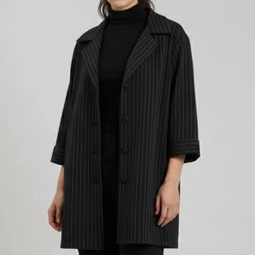 Blazer Camisa Risca de Giz Alongado G