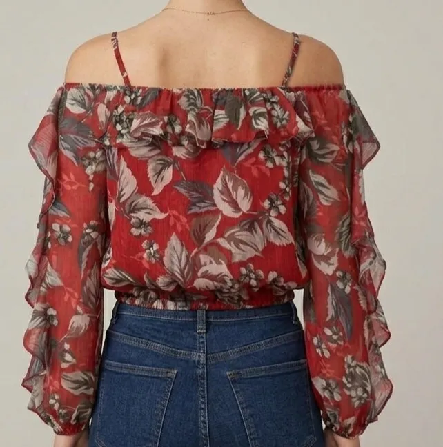 Blusa Cropped Floral Ciganinha M | Guess