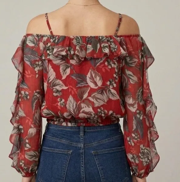 Blusa Cropped Floral Ciganinha M | Guess