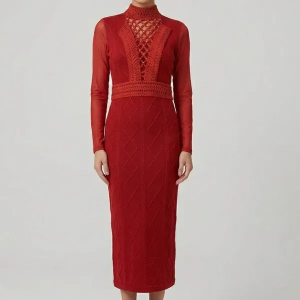 Vestido Evangélico Bordado Tule Terracota 40 | Dazul