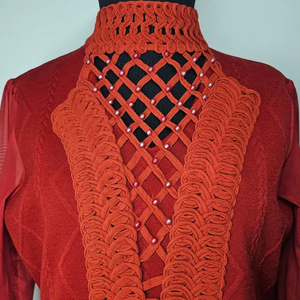 Vestido Evangélico Bordado Tule Terracota 40 | Dazul