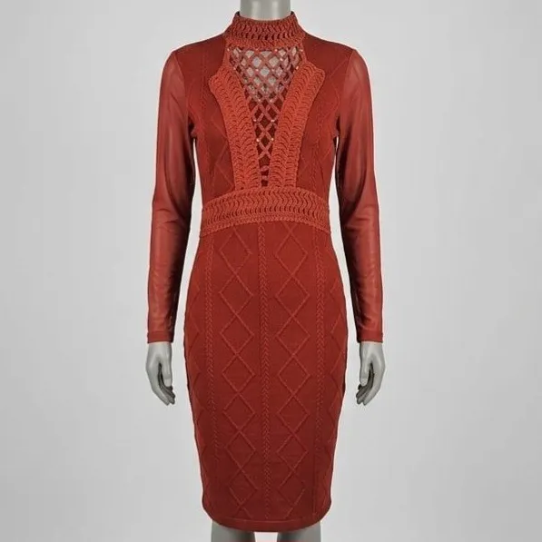 Vestido Evangélico Bordado Tule Terracota 40 | Dazul