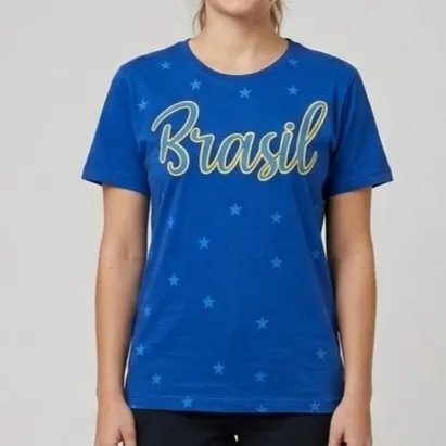 Camiseta Feminina Torcida Brasil Azul G
