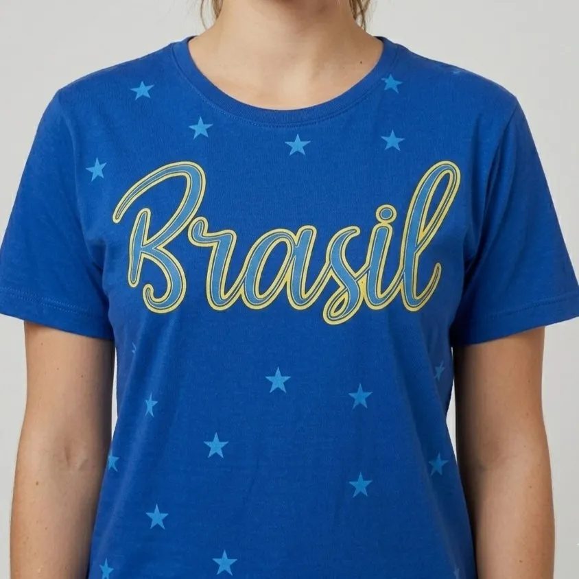Camiseta Feminina Torcida Brasil Azul G