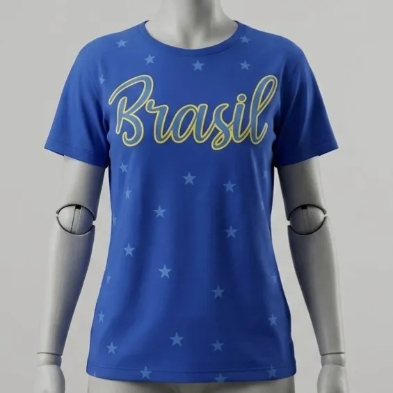Camiseta Feminina Torcida Brasil Azul G