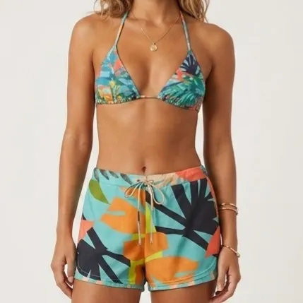 Conjunto Biquini 3 peças Floral M Líquido