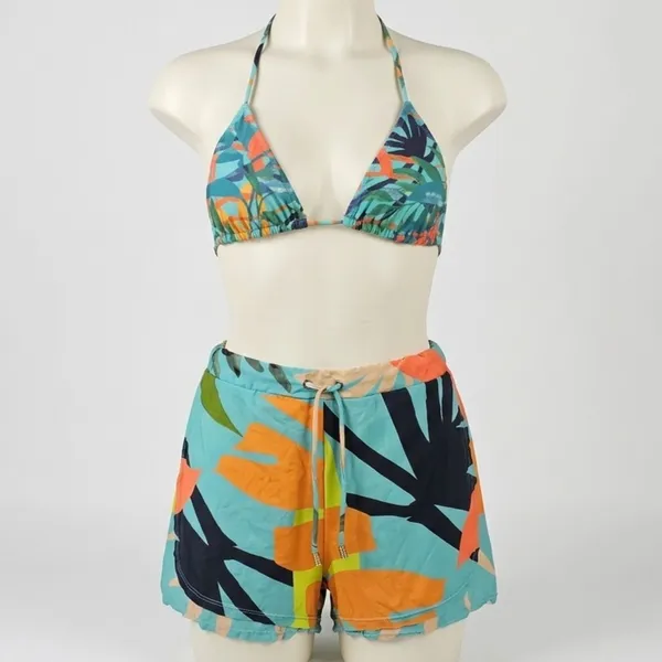 Conjunto Biquini 3 peças Floral M Líquido