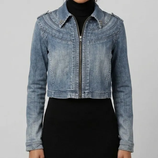 Jaqueta Jeans Feminina Y2k Curta M Bivik