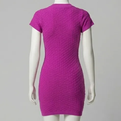 Vestido Tricôt Rosa Gola Alta M