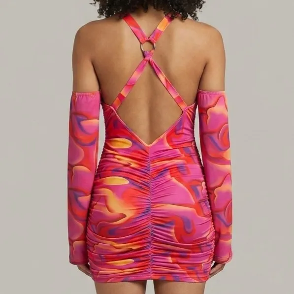 Vestido Mini Marmorizado Rosa Y2k M Shein