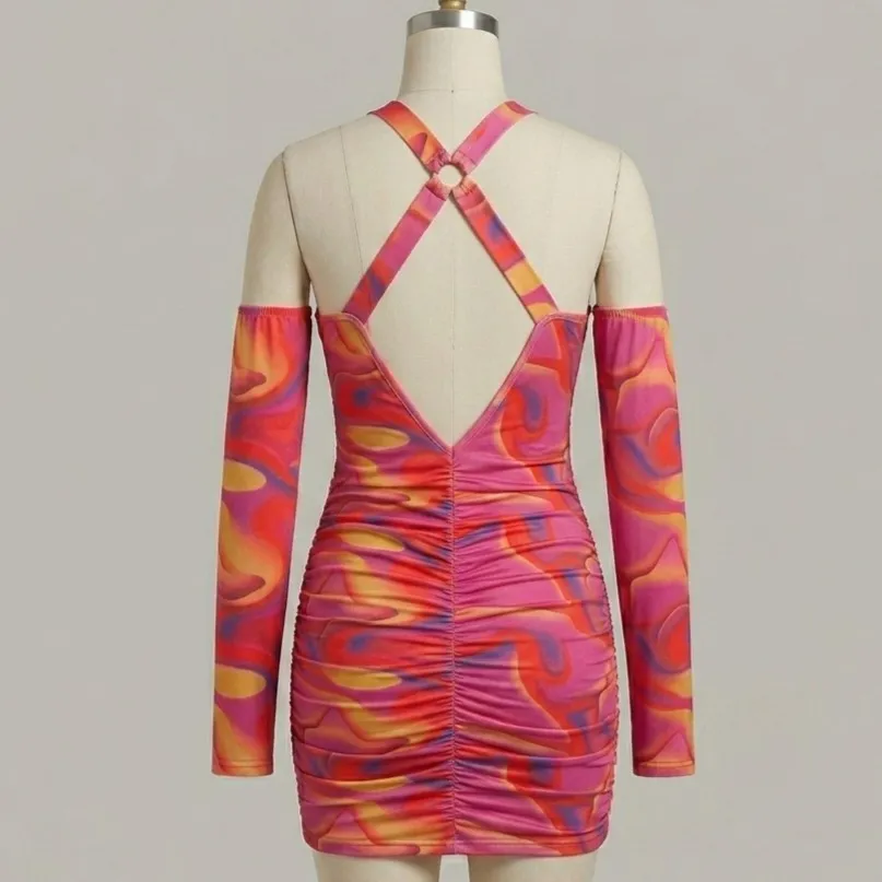 Vestido Mini Marmorizado Rosa Y2k M Shein
