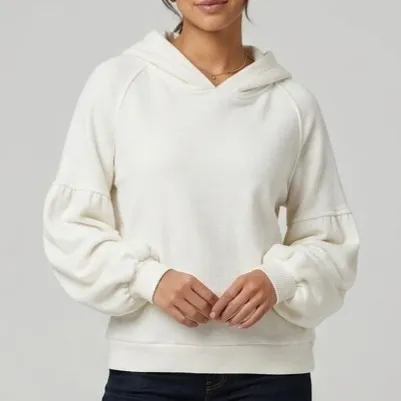 Blusa Feminina Moletom Mangas Bufantes Branca P Gaya