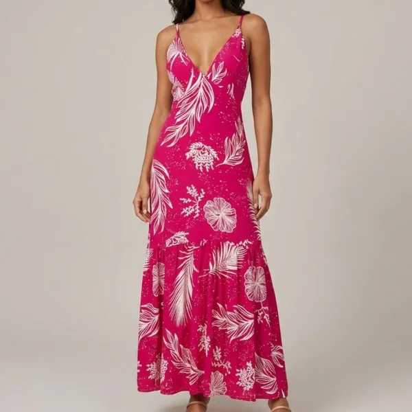 Vestido Longo Floral Rosa M