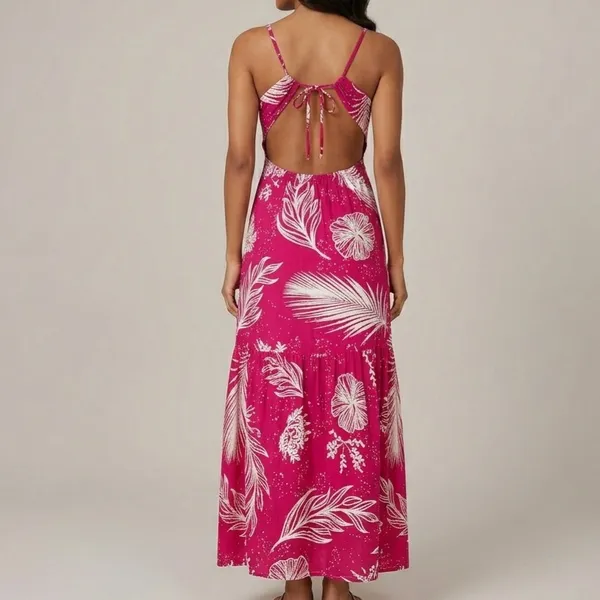 Vestido Longo Floral Rosa M
