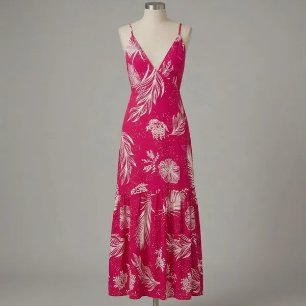 Vestido Longo Floral Rosa M