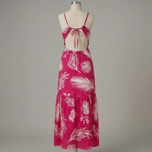 Vestido Longo Floral Rosa M