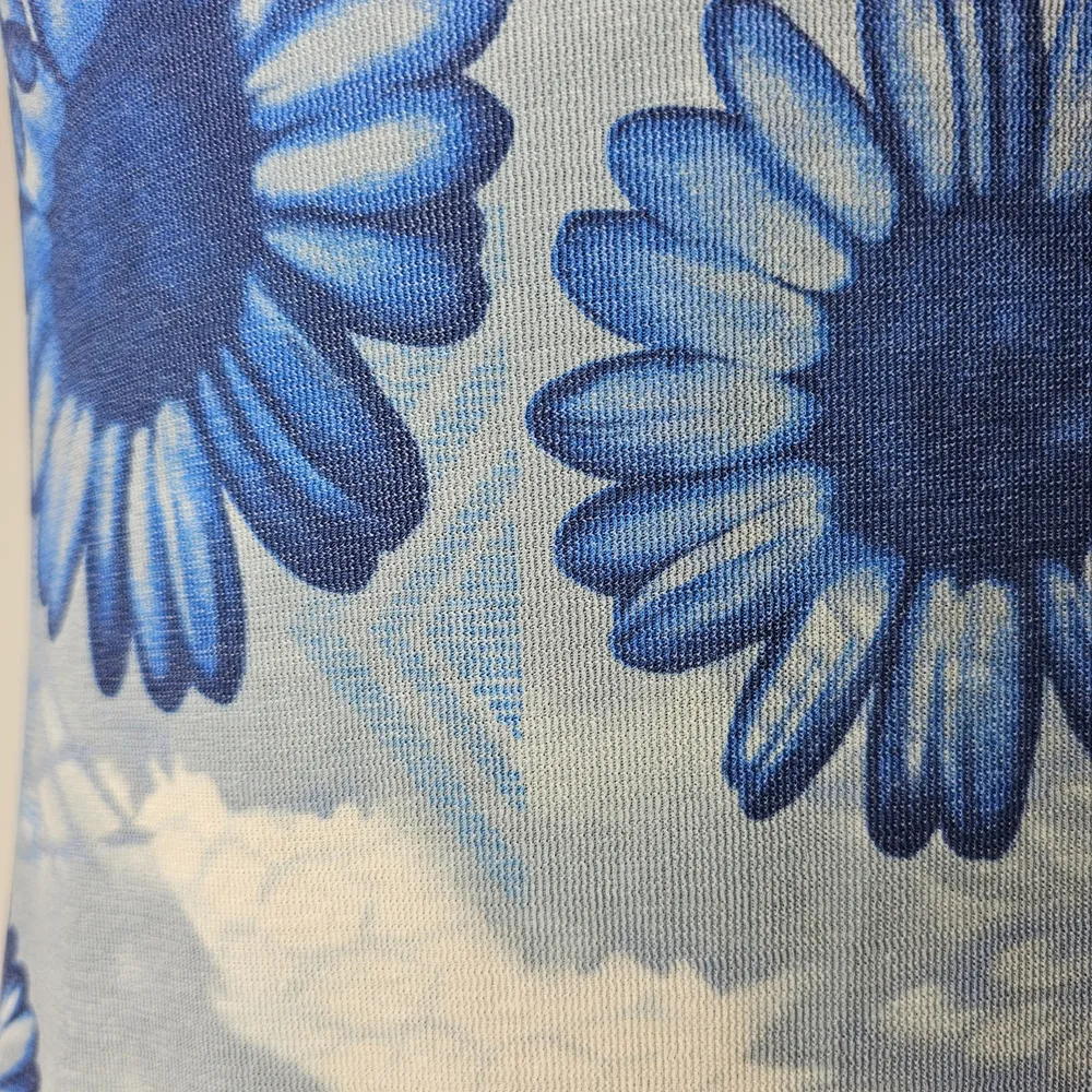 Vestido Floral Midi Vintage Azul Leve M
