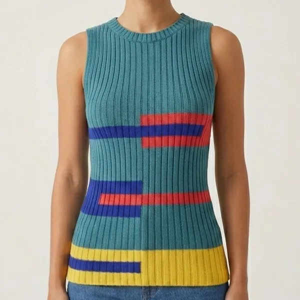 Blusa Regata Tricôt Retrô M