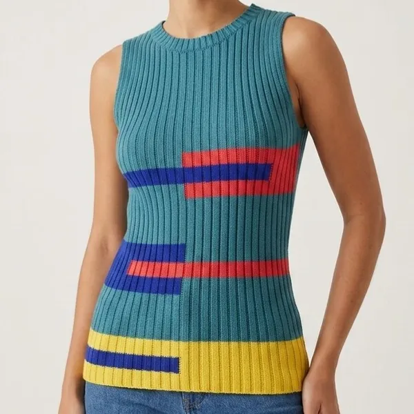 Blusa Regata Tricôt Retrô M